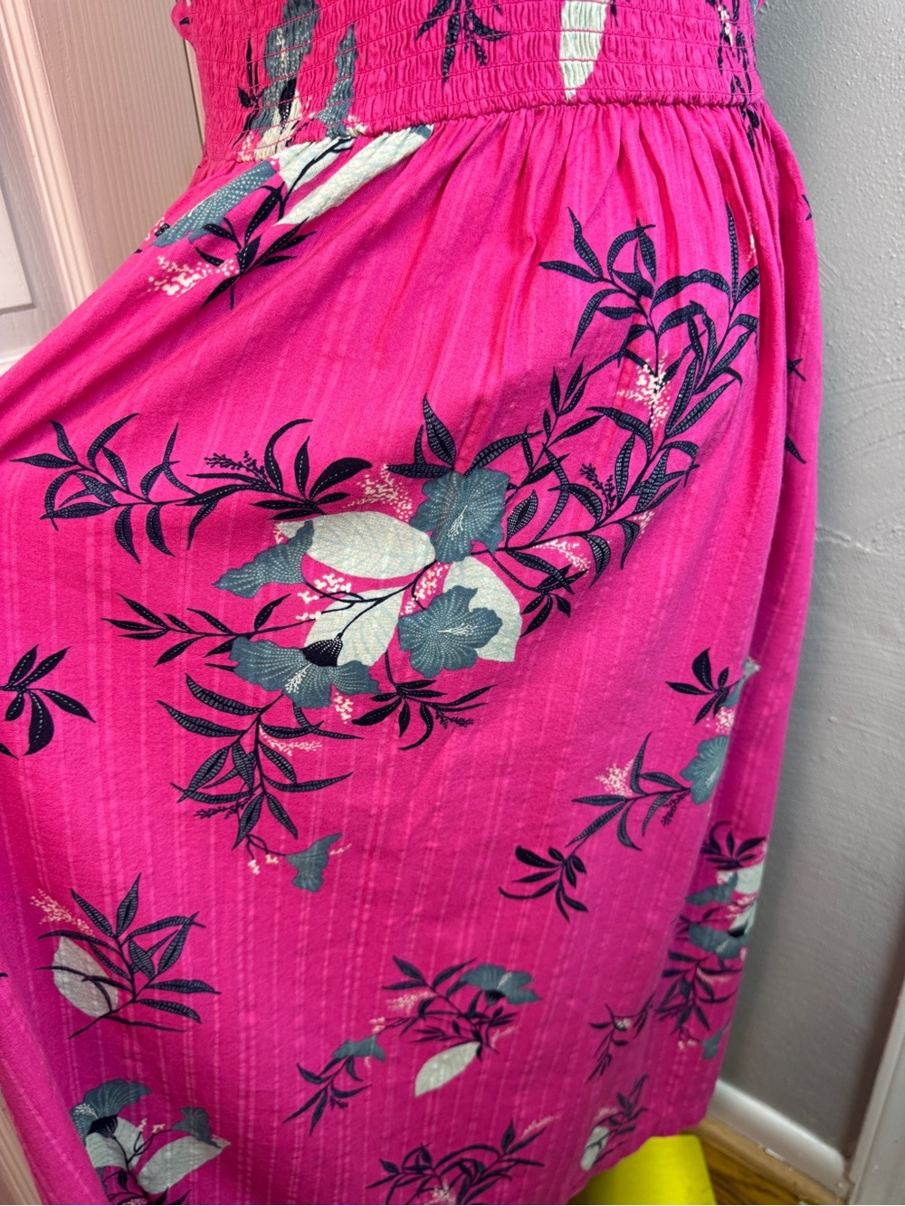 Wonderly Hot Pink Floral Maxi Dress with Twist-Ring Front